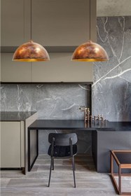 Resim Bamyum Bakır Rengi Linate Avizetekli Sarkıt Retro Restoran Yemek Toplantı Odası Masaüstü Pastane Bar 