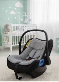 Resim Örgülü Keten Puset Örtüsü - Yeşil Renk Ponponlu Bebek Taşıma Örtüsü Gri 