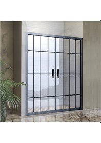 Resim Durul Duşakabin Ön Cephe 5mm Siyah Çizgi H:190 Siyah 