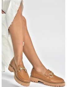 Resim Fox Shoes V944082303 Taba Hakiki Deri Kalın Taban Tokalı Makosen Günlük Ayakkabı Taba-hakiki Deri 