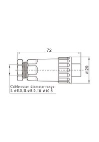 Resim Ip67 Wa22k4ze2 4 Pin 7-10mm Kablo Tipi Dişi Su Geçirmez Konnekt 