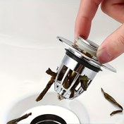 Resim 1 adet Pop-Up Banyo Lavabo Tıpası ve Taşma - Tıkanmayı Önleyici Süzgeç, Saç Yakalayıcı Sepet Yok, 2.69-4.57cm Lavabo Drenajlarına Uyar, Temizlemesi ve Bakımı Kolay 