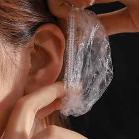 Resim 100 Adet Şeffaf Tek Kullanımlık Kulak Koruyucular - Banyo, Saç Boyama ve Kuaför Kullanımı için Su Geçirmez Duş Kılıfları, Karavan Duşları İçin Kulak Kapakları 