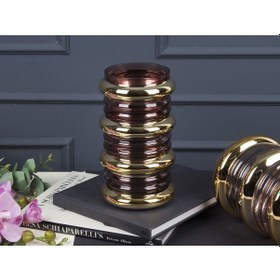 Resim Pınk Cırcle Cam Vazo 14x26 Cm Altın - Pembe 