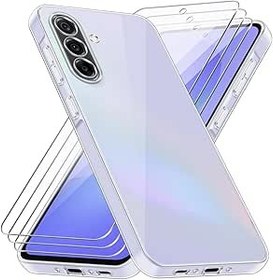 Resim Czyoa Samsung Galaxy A36 5G için kılıf, yumuşak şeffaf TPU koruyucu kılıf, 3 adet sertleştirilmiş cam koruyucu folyo, ekran koruyucu folyo, Samsung Galaxy A36 5G için 