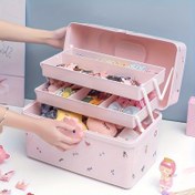 Resim 1 adet Pembe Çok Fonksiyonlu Saç Aksesuarı Düzenleyici - Saç Tokaları, Bandler ve Saç Bandları için Çoklu Bölümlerle Dayanıklı Plastik Depolama Kutusu, Ev Düzenleme için İdeal, Takı Düzenleyicileri 