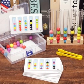 Resim Ahşap Boncuk Sayma & Renk Tanıma Bulmaca Oyuncak - Gençler için Eğitici İnce Motor Beceri Geliştirme Aracı, Erkek ve Kız Çocukları için Mükemmel Doğum Günü Hediyesi, Karışık Renkler, Bilişsel Gelişim Oyunu | Canlı Tasarım | Dayanıklı Ahşap Yapı 