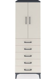 Resim Kronos Dolap 2 Raflı 5 Çekmeceli 2 Kapaklı 60x59x182 Antrasit... Antrasit 