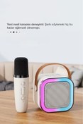 Resim Kensa Kablosuz Mikrofonlu Karaoke Makinesi Taşınabilir Bluetooth Hoparlör Seti Bas Tiz Ayarlı 10.7x9x8 cm 