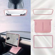 Resim Tesla Y/3 Orta Konsol Ekran Çerçevesi Silikon Koruyucu Kapak, Kablosuz Şarj Silikon Ped, Dikiz Aynası Çerçeve Koruyucu Kapak, 3 Adet 