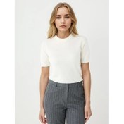 Resim Jimmy Key Yuvarlak Yaka Kısa Kollu Yün Karışımlı Kadın Triko Kazak (5WW134090) 