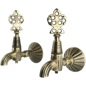 Resim FKN İkili Hamam Taslı Antik Osmanlı Musluk 