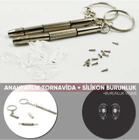 Resim Gözlük Anahtarlık Tornavida Seti +2 Çf Silikon Burunluk Ve Vidası 