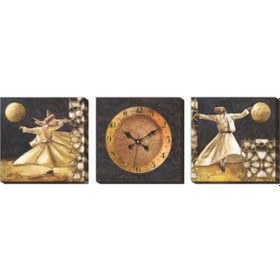 Resim Mevlana Semazen Üçlü 3 Lü Kanvas Canvas Duvar Saati 