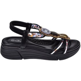 Resim Guja Taşlı Comfort 5cm Dolgu Taban Kadın Sandalet Gj-26y1542 Siyah 