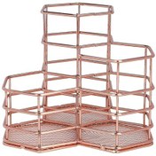 Resim Ganzhoushop Metal Kalemlik Çok İşlevli Makyaj Fırçası Saklama Kabı Altıgen Kalemlik Kırtasiye Düzenleyiciler Ev Ofis Okul İçin, Gül Altını 