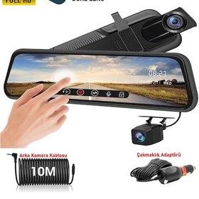 Resim Mpıa Aynalı Araç Kamerası 10" Ekran 1080p Geri Görüş Çakmaklık 