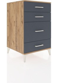 Resim Kronos Komodin 4 Çekmeceli 60x59x96 Çam-antrasit Atlas Çam 