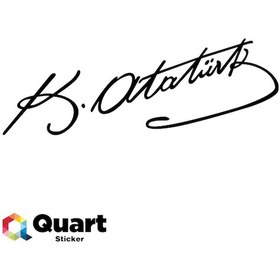 Resim Kemal Atatürk İmzalı Sticker 35 x 10 CM Beyaz 