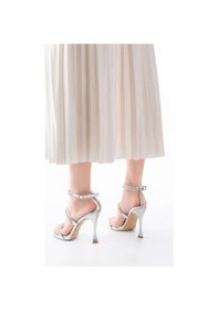 Resim A-40 Gümüş Taşlı Platformlu Topuklu Kadın Ayakkabı Çok Renkli 