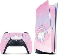 Resim TACKY DESIGN PS5 Skin Unicorn Skin for Playstation 5 skin Console and 2 controller skin, Pink PS5 cover Vinyl 3M Decal Stickers Full wrap Cover (Disk Edition) 