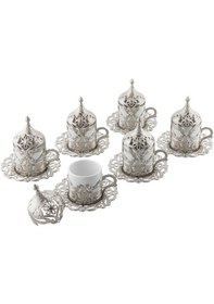 Resim Motif Kahve Fincan Takımı 6 Kişilik 24 Parça Gümüş Renk 365-k-11 