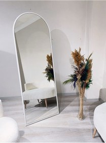 Resim Ersan Dizayn Metal Çerçeve Beyaz Oval Ayaklı Boy Aynası 