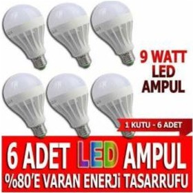 Resim 9 Watt Led Ampül 6 Lı Set 