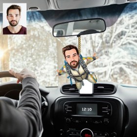 Resim Wonder Like Paraşüt ile Atlayan Tasarımlı Ahşap Araba Dikiz Ayna Süsü 