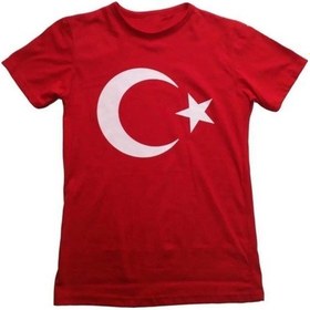 Resim Modavals 23 Nisan 19 Mayıs 29 Ekim 10 Kasım Okul Gösteri Unısex Garson Boy Ay Yıldız Baskılı Kısa Kol Tshırt - Kırmızı 
