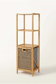 Resim Bambu Kirli Sepetli Dolap - 3 Katlı Banyo Dolabı & Çamaşır Sepeti (98 x 39 x 22 cm) 