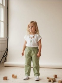 Resim Zekids Kız Bebek Yumuşak Dokulu Beli Lastikli Pantolon-16946 Yeşil 