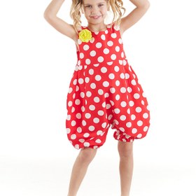 Resim Denokids Kırmızı Beyaz Puanlı Kız Çocuk Balon Tulum 