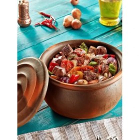 Resim 3500ML Orta Boy Kapaklı Güveç Tenceresi Kahverengi 