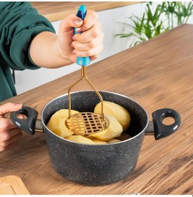 Resim Porsima Paslanmaz Metal Patates Ezici Patates Ezeceği 24cm Mavi 