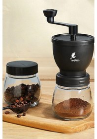 Resim Matera Seramik Öğütücülü Cam Kahve Değirmeni Öğütücüsü 