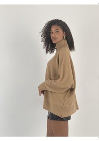 Resim Miss Poem Kadın Yüksek Yaka Camel Oversize Triko Camel 