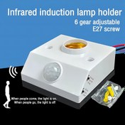 Resim AC110-240V E27 Vidalı Tabanlı İnsan Hareket Sensörlü Ampul Tutucu - Otomatik Açma/Kapama Kızılötesi IR Sensör, Ayarlanabilir Gecikme Süresi (17/35/280s), Aşırı Yük Koruması, Geniş Voltaj Aralığı 85-265V İç Mekan LED/Işıklı Halogen Lambalar için, Otomatik Işık Kontrolü, Modern Lamba Tasarımı, Güvenli Lamba Tutucu, Dayanıklı Plastik Gövde 