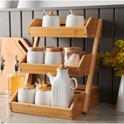 Resim MİEN Mien Bambu 3 Katlı Ayaklı Sebzelik - Bambu - 30x42 cm 