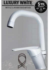 Resim Lavabo Bataryası Beyaz Renk El Yıkama Lavabo Musluğu Kare 