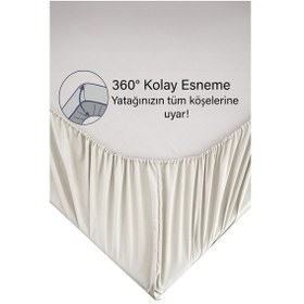 Resim Ranforce Krem Pamuklu Tek / Çift Kişilik Battal Tam Kenar Lastikli Çarşaf 14 Renk Fıtted Krem 