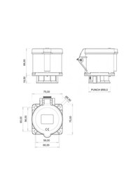 Resim Bemis 5X32 DÜZ MAKİNE Priz CEE NORM 75X75 