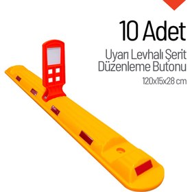 Resim İleri Trafik 10'lu Uyarı Levhalı Şerit Düzenleme Butonu Seti 120x15x28 cm 
