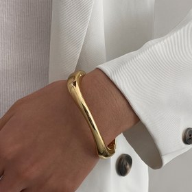 Resim Basit Metal Bahar Açık Bilezik Altın ve Gümüş Moda Erkek Kadın Bilekliği 