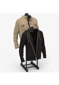 Resim Çift Askılıklı Dilsiz Uşak Elbise Askısı Siyah / Krom - Yükseklik Ayarlı Siyah 