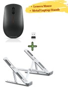 Resim LENOVO 400 Wireless Kablosuz Mouse GY50R91293, 6 Kademeli Yükseklik Ayarlı Metal Laptop Standı 