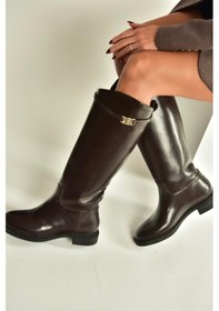 Resim Fox Shoes V973720909 Kahverengi Klasik Alçak Tabanlı Kadın Çizme Kahverengi 