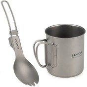 Resim Xindoker Taşra Seyahatleri İçin 300ml Katlanabilir Titan Bardak + Titan Çatal-kaşık Seti - Hafif, Dayanıklı Ve Kolay Taşınabilir Gümüş 