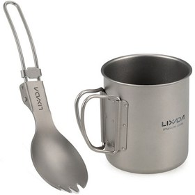 Resim Xindoker Taşra Seyahatleri İçin 300ml Katlanabilir Titan Bardak + Titan Çatal-kaşık Seti - Hafif, Dayanıklı Ve Kolay Taşınabilir Gümüş 