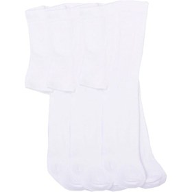 Resim 3'lü Kız Erkek Bebek - Çocuk Havlu Külotlu Çorap Pamuklu Düz Renk Beyaz 